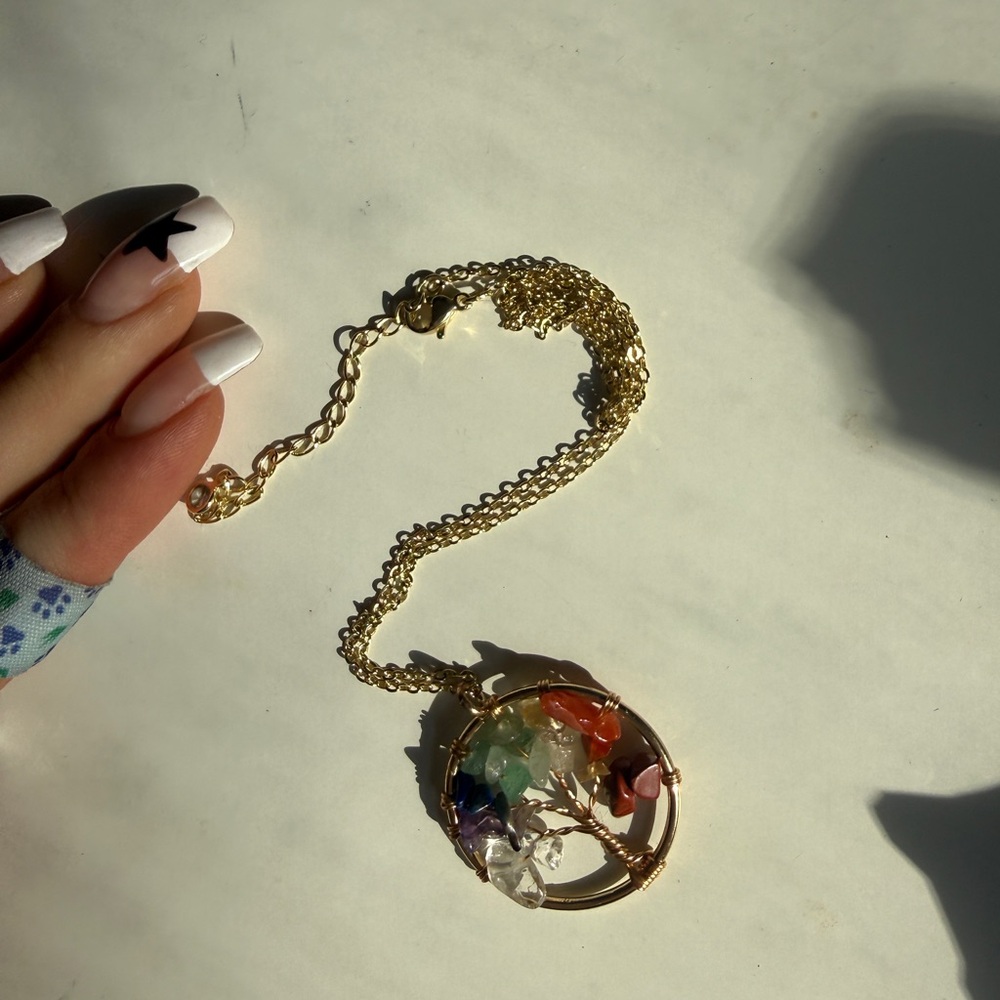 Gold Multicolor Gemstone Necklace